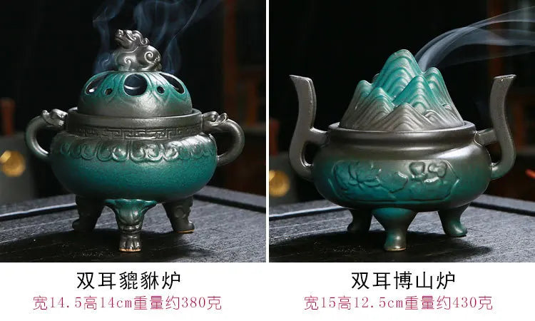 Antique ceramics Incense Burner Chinese Home Bedroom Decoration Animal Foot Plate Incense Burner Tea Ceremony Ornaments