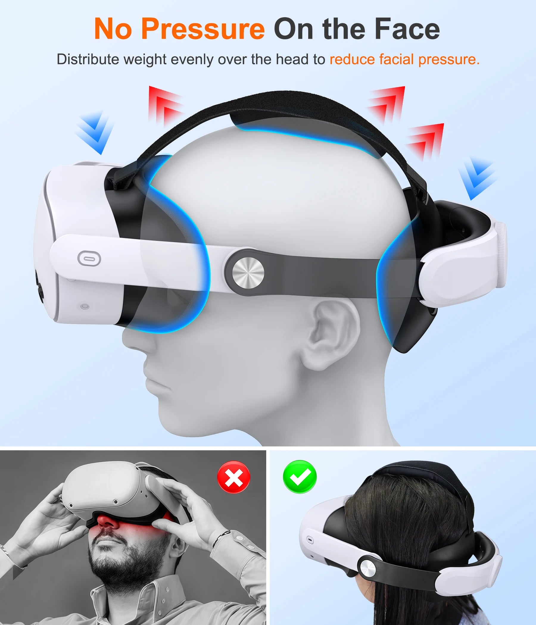 Beboncool Comfort Head Strap for Meta 2/3/3S–Precision-Adjustable Upgrade Headset Strap for VR with Flip Visor & Washable Design