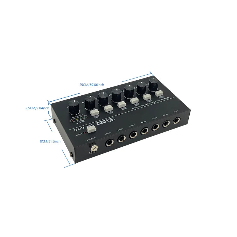 6-Channel Stereo Audio Mixer Mini Portable Professional USB Audio Mixer, Ultra-Low Noise Line Mixing For On-Site Recording ﻿
