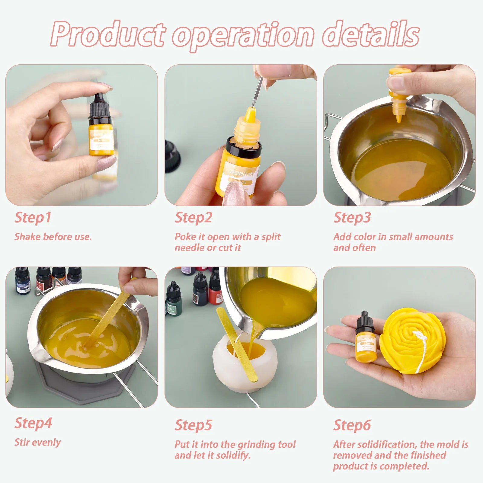 5ml/Bottle Candle Wax Pigment Colorant Non-Toxic Soy Candle Wax Pigment Liquid Dye Soy Wax DIY Soap Dyes Candle Making Supplies