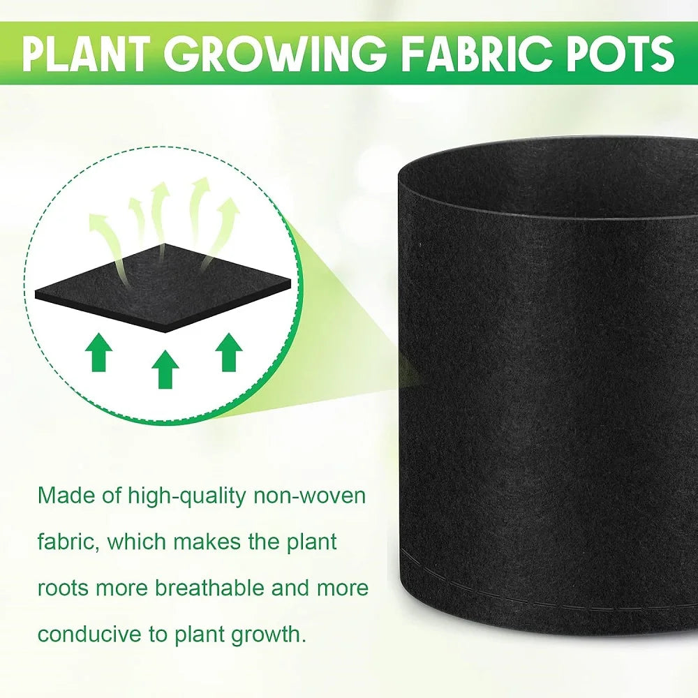 10PCS Fabric Pots Garden Grow Bags 1-2Gallon Round Planting Container Fabric Planter Pot For Plants Nursery Pot