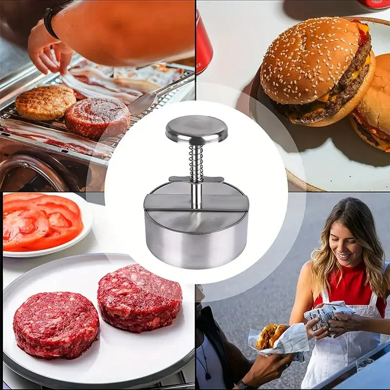 1PC Stainless Steel Hamburger Patty Manual Meat Cheeseburger Press Round Diy Patty Meat Dumpling Wrapper Kitchen Supplies Tools