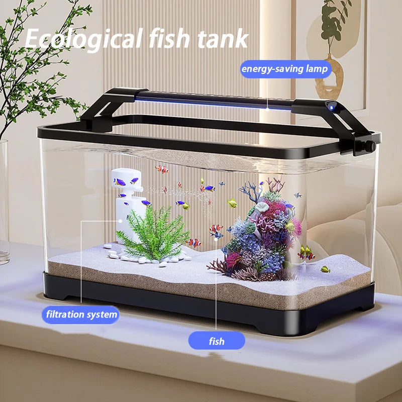 Acrylic Aquariums Small Fish Tank Household Desktop Decoration Fishbowl Transparent Aquarium Fish Breeder Box with Light
