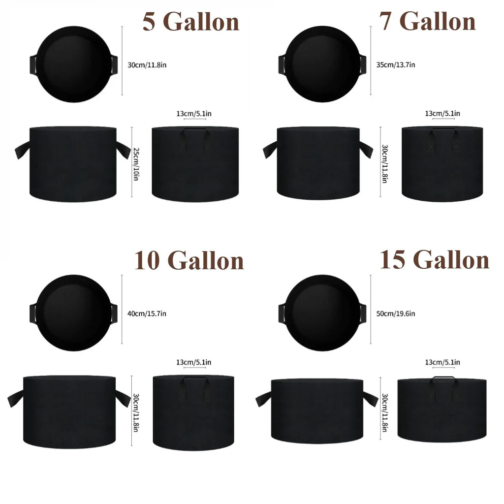 5-20 Pack 5/10/15 Gallon Reusable Grow Bag 300G Thickened Nonwoven Fabric Pots with Handles For Garden Vegetable/Flower Planting