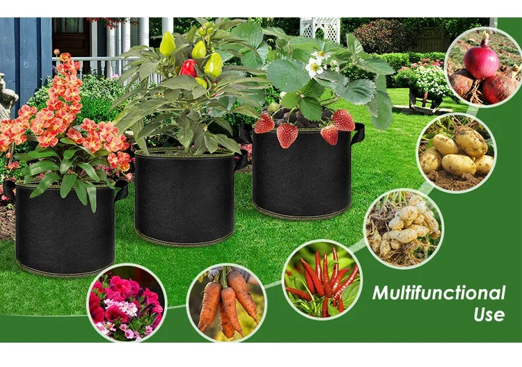 5 10 Gallon 20 Gallon Felt Grow Bags Thickened non-woven Vegetable Saplings Potato Tree Planting Bags Tree Foldable Planting Buc