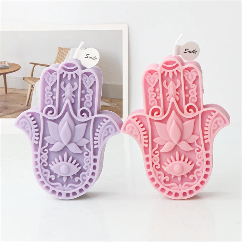 1pc DIY Silicone Candle Mold, Hamsa Hand Shaped Silicone Mould For Soap Resin, Candle Making Supplies Tool