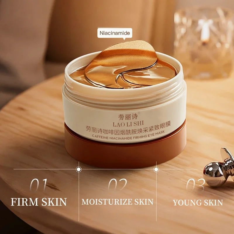 60 Pieces of Caffeine Peptide Firming Eye Mask, Containing Hyaluronic Acid and Niacinamide - Lifts and Firms, Brightens Skin Tone, Deeply Hydrates, Suitable for All Skin Types, Preferred Eye Care, Beauty Eye Mask.