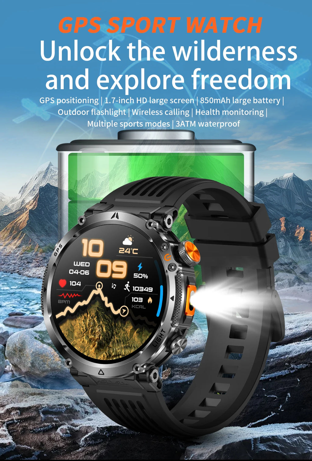 2026 New GPS Ultra Outdoor Sports Smart Watch 1.7" AOD Compass 5ATM Waterproof 170+ Sports Man Durable Military Call Smartwatch