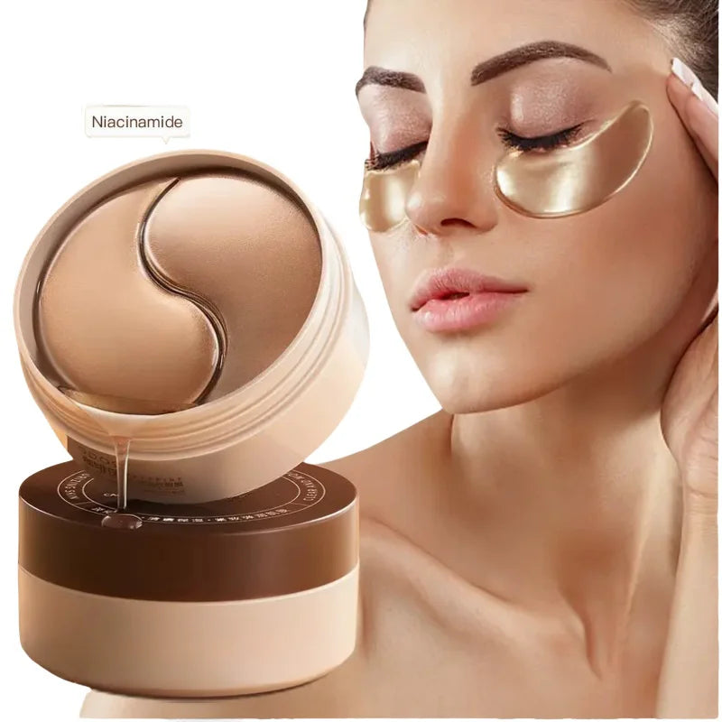 60 Pieces of Caffeine Peptide Firming Eye Mask, Containing Hyaluronic Acid and Niacinamide - Lifts and Firms, Brightens Skin Tone, Deeply Hydrates, Suitable for All Skin Types, Preferred Eye Care, Beauty Eye Mask.
