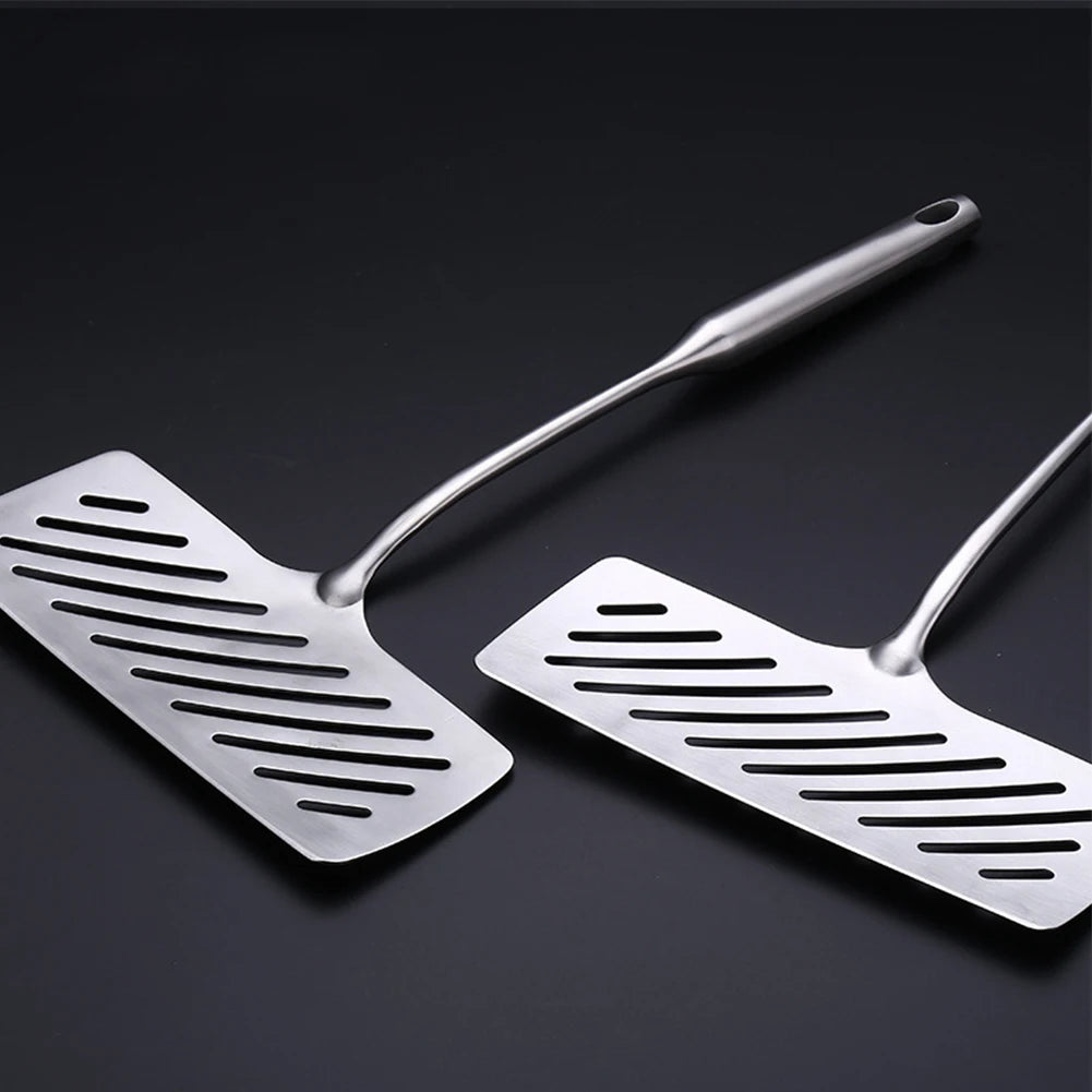 304 Stainless Steel Extra Wide Fish Spatulas Steak Shovel Fish Turner Slotted Beveled Kitchen Cooking Utensils