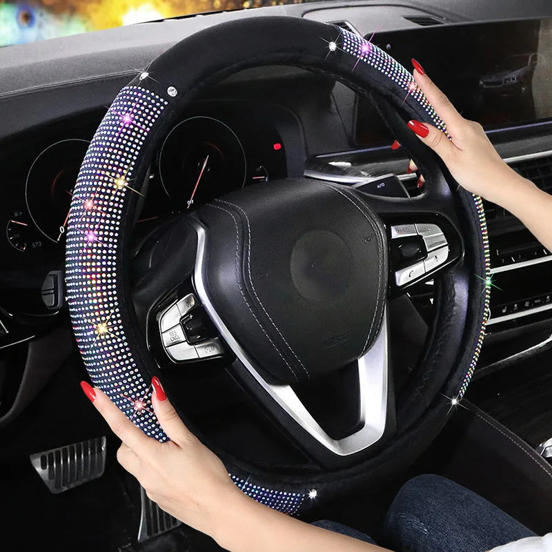 Car steering wheel cover, all season universal, beautiful with rhinestones, interior steering wheel decoration handle cover, fas