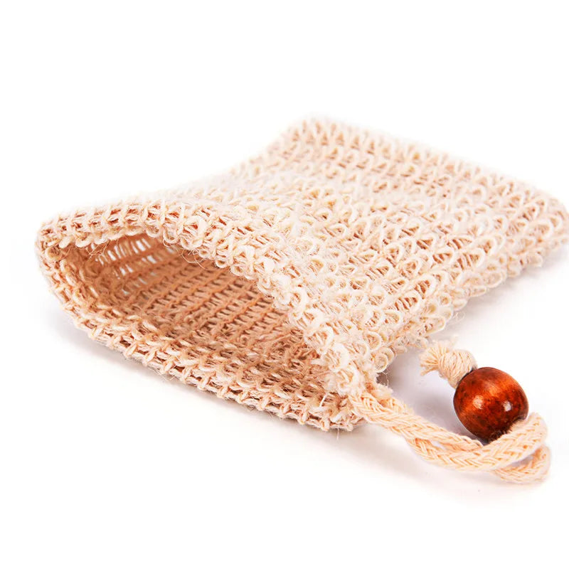 1PC New Natural Exfoliating Soap Bags Handmade Sisal Soap Bags Natural Mesh Soap Saver Pouch Holder Bath Soap Holder bathroom
