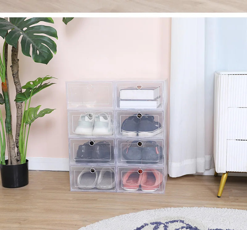 6pcs/Set High Transparent Shoe Storage Boxes - Antioxidant, Dustproof Organizer for Slippers & Sneakers, Ideal for Shoe Cabinet