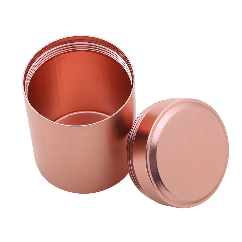 60ML Solid Color Airtight Smell Proof Container Aluminum Alloy Herb Stash Metal Sealed Can Tea Jar Storage Boxes