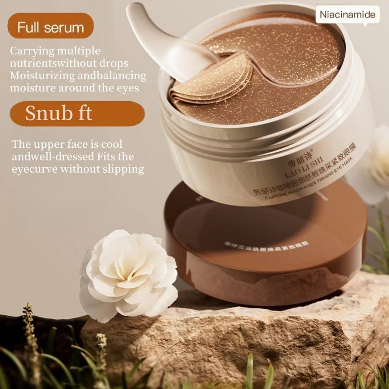 60 Pieces of Caffeine Peptide Firming Eye Mask, Containing Hyaluronic Acid and Niacinamide - Lifts and Firms, Brightens Skin Tone, Deeply Hydrates, Suitable for All Skin Types, Preferred Eye Care, Beauty Eye Mask.