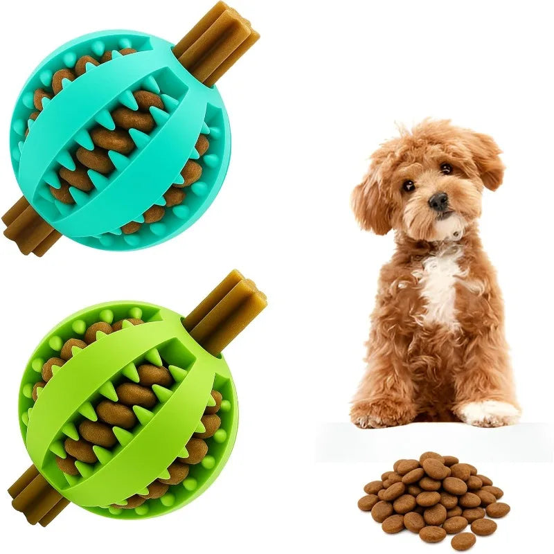 6CM 2PCS Dog Treat Ball Set – Interactive Rubber Food Toy for Puppies and Small Dogs, Relieves Boredom, Mental Stimulation