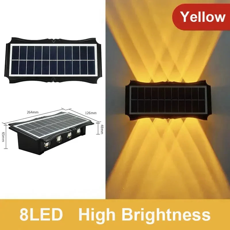 4/6/8LED Solar Wall Lamp Up and Down Luminous Lighting Outdoor Waterproof Decorative Light for Garden Balcony Yard Exterior Wall