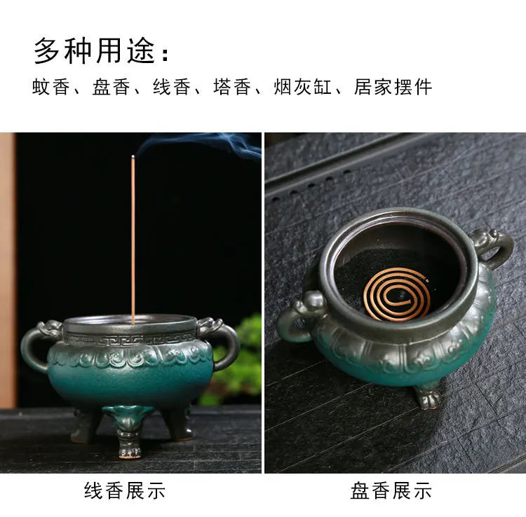 Antique ceramics Incense Burner Chinese Home Bedroom Decoration Animal Foot Plate Incense Burner Tea Ceremony Ornaments