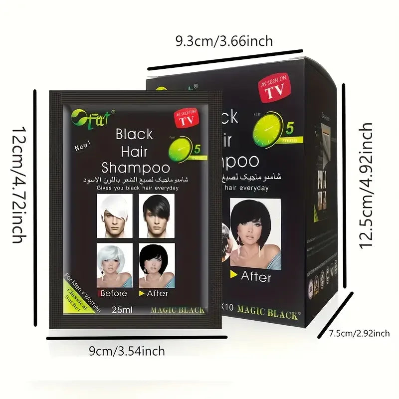 25ml*10 Fast Black Hair Shampoo 5 Mins Fast Become Black Hair Dye Herb Natural Hair Care Restore Colorant Shampoo Hair Care