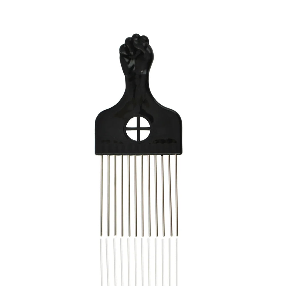 Black Metal African American Pick Comb Hair Combs Hair Comb for Hairdressing Styling Tool Salon Barber Shop