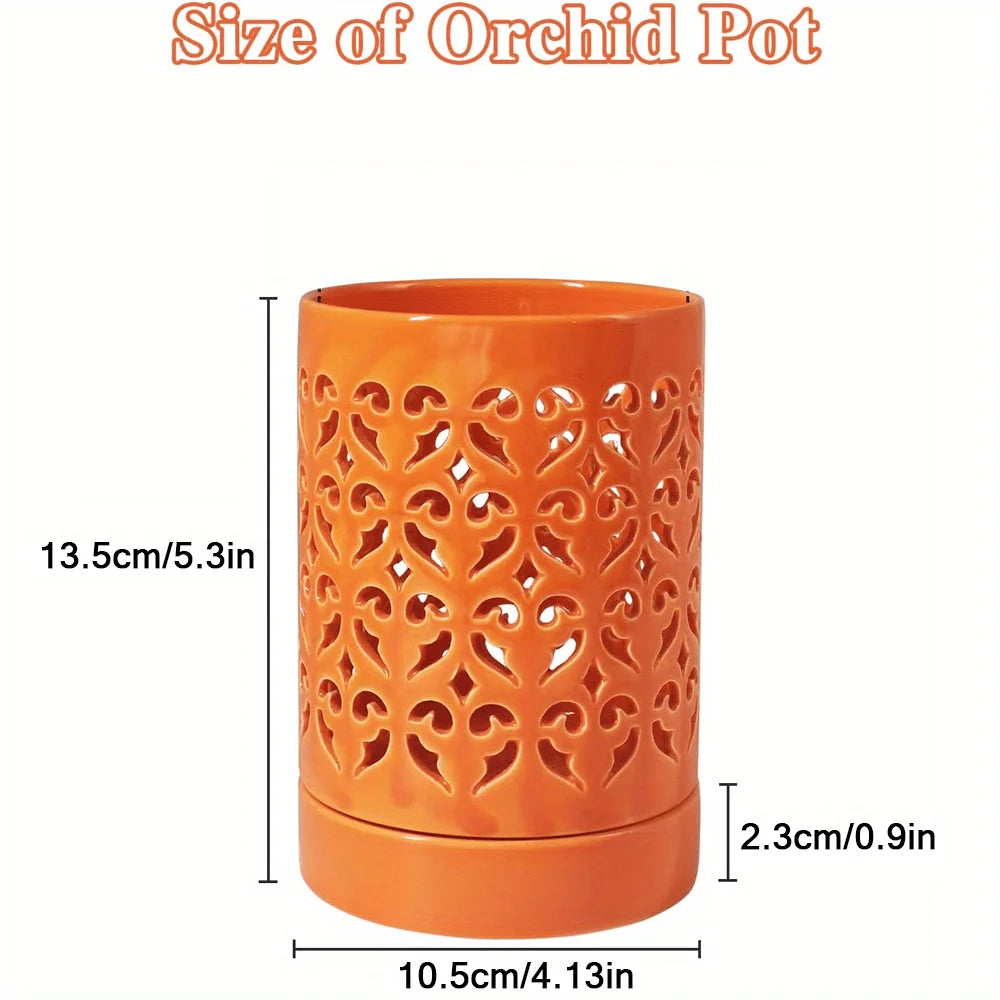 Ceramic Orchid Pot, Orchid Pots with Holes, Plant Pot for Repotting, Flower Planter Pot Indoor Outdoor