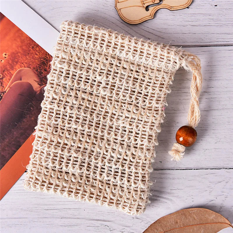 1PC New Natural Exfoliating Soap Bags Handmade Sisal Soap Bags Natural Mesh Soap Saver Pouch Holder Bath Soap Holder bathroom