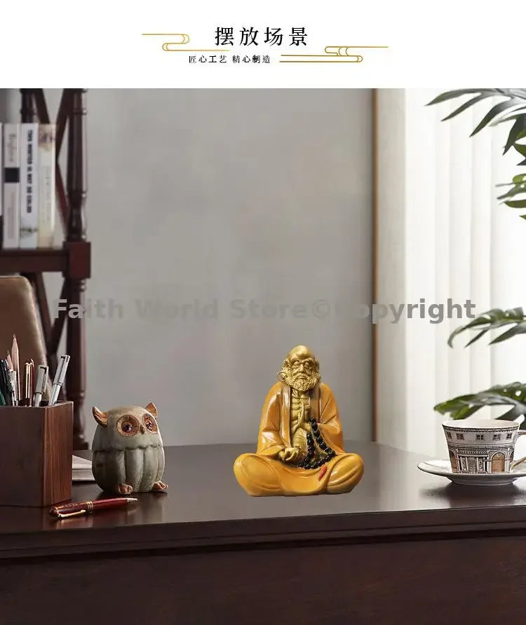 Buddhism Spiritual Art Bronze Sculpture Dharma Buddhist saints Chan sect Dhyana Zen Bronze carved home decorative Sitting Buddha