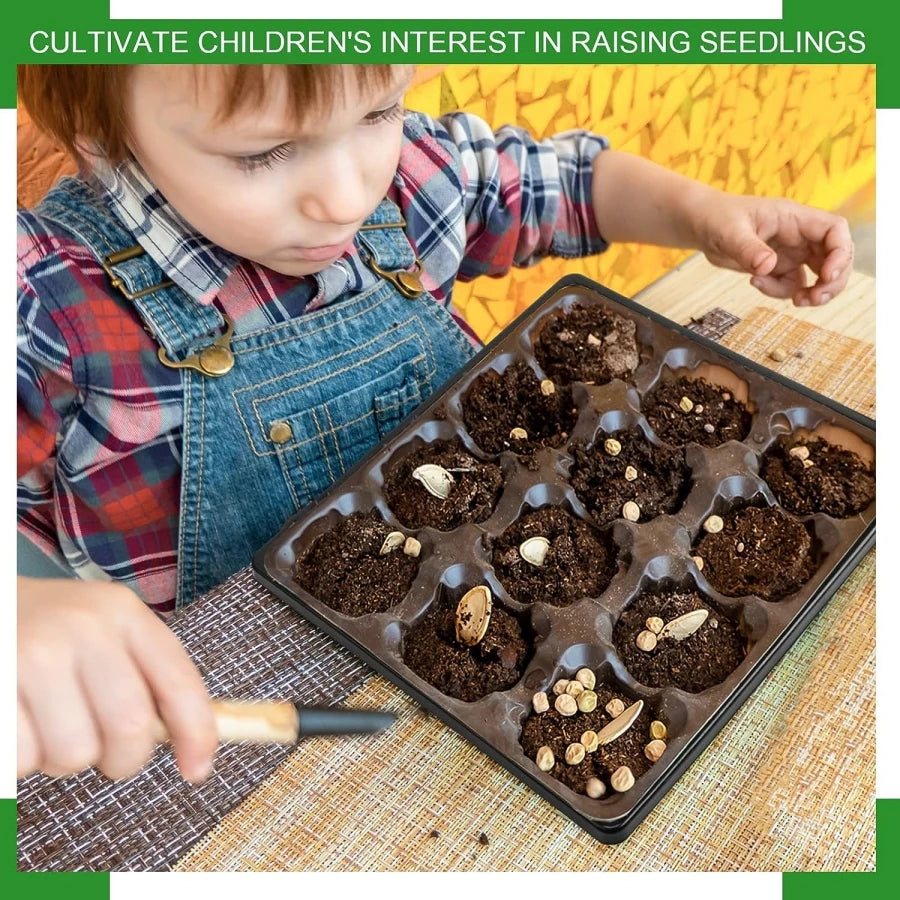 6PCS 27x27cm Square Plastic Garden Seed Starter Grow Trays No Drain Holes Plant Seeding Tray Flats for Growing Microgreens Wheat