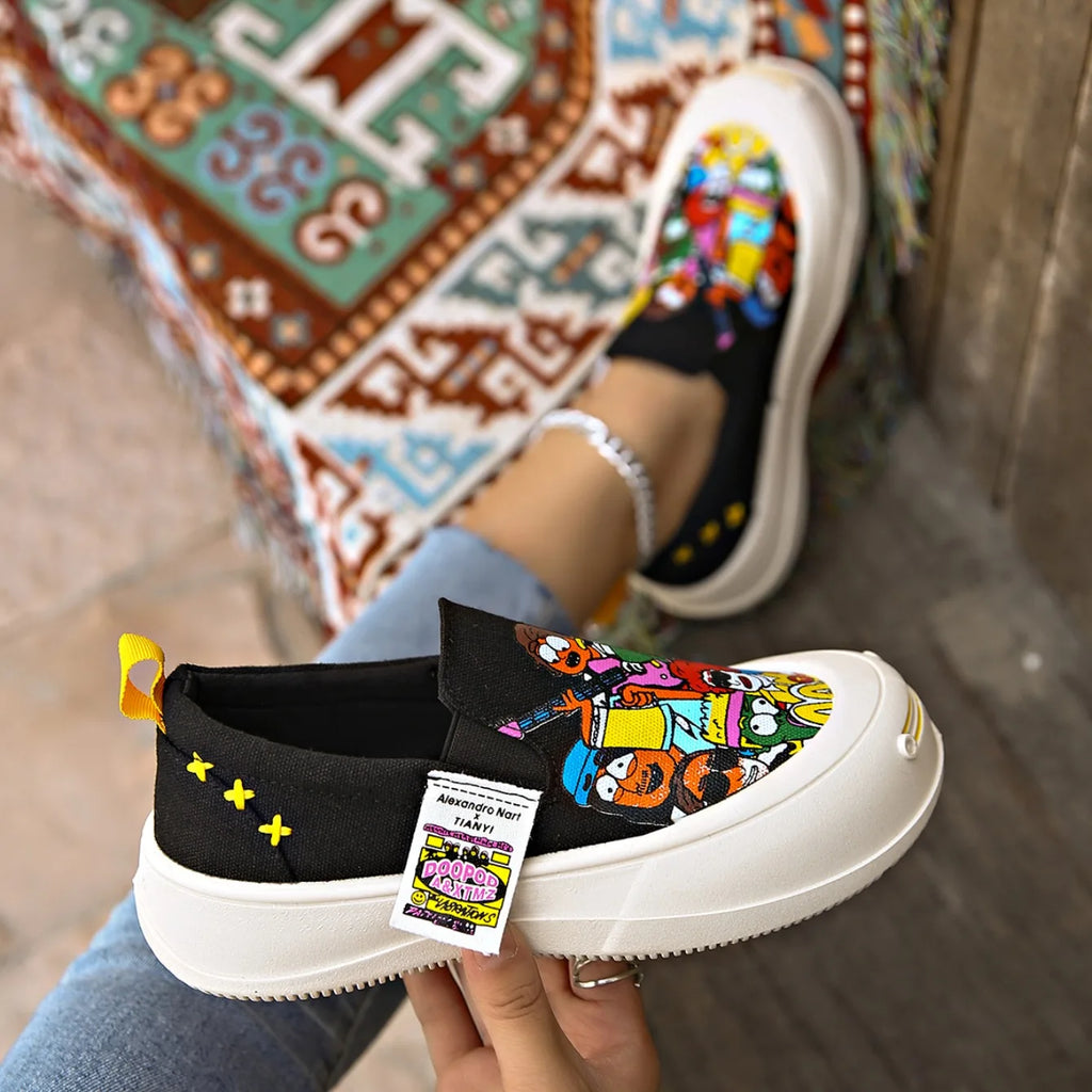 2025 New Women Flat Sneakers Casual Fashionable Canvas Shoes Women Style One Step Walking Sneakers Women Summer Zapatos De Mujer