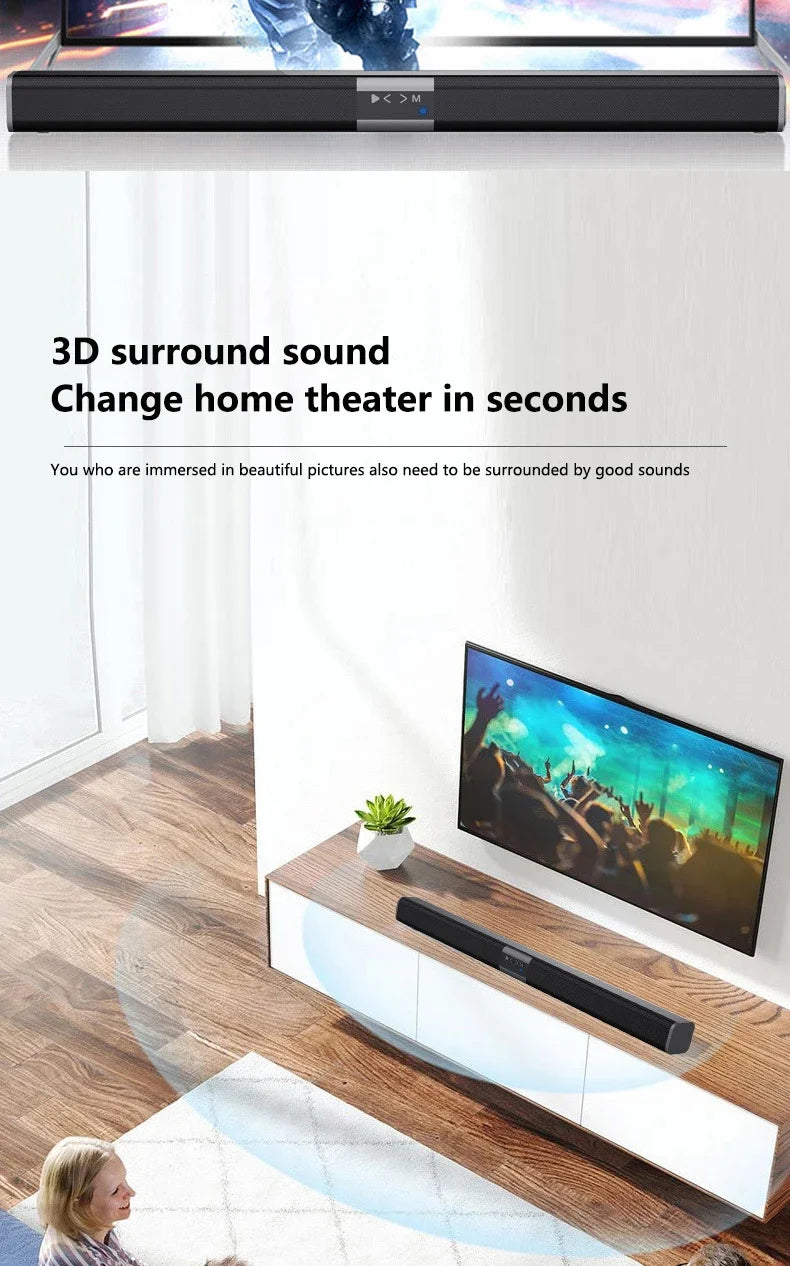 2025 6D surround sound home theater speaker system mobile phone bass wireless Bluetooth speaker long TV soundbar speaker TF/AUX