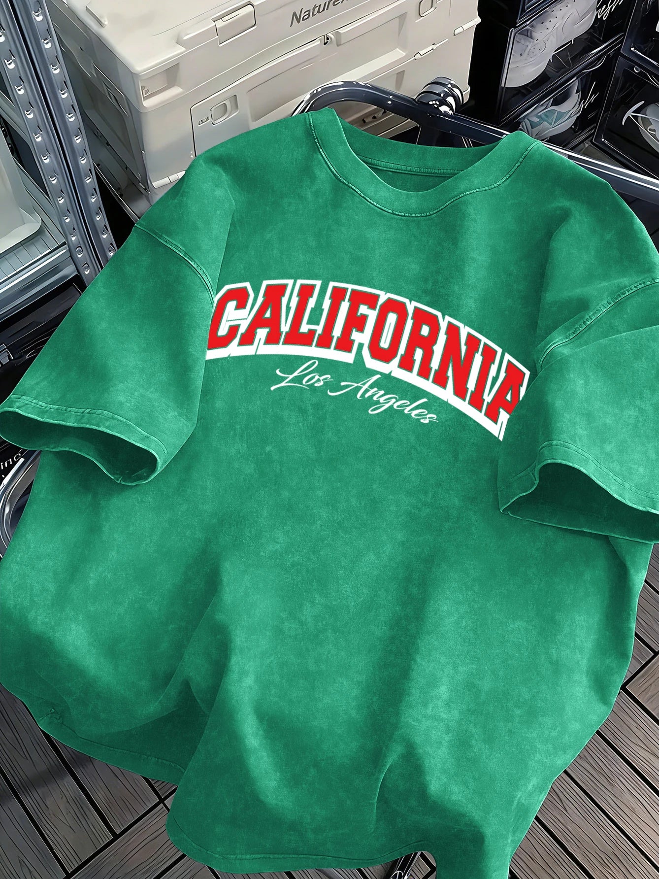 California Los Angeles City Art Letter Retro T-Shirt Mens Cotton Comfortable Tee Trendy Loose Snow Wash Clothing Soft Male Tops