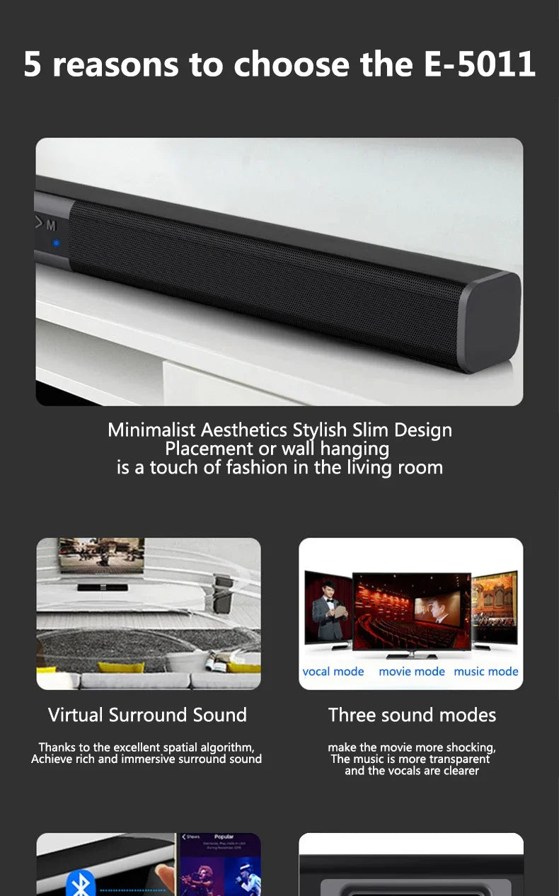 2025 6D surround sound home theater speaker system mobile phone bass wireless Bluetooth speaker long TV soundbar speaker TF/AUX