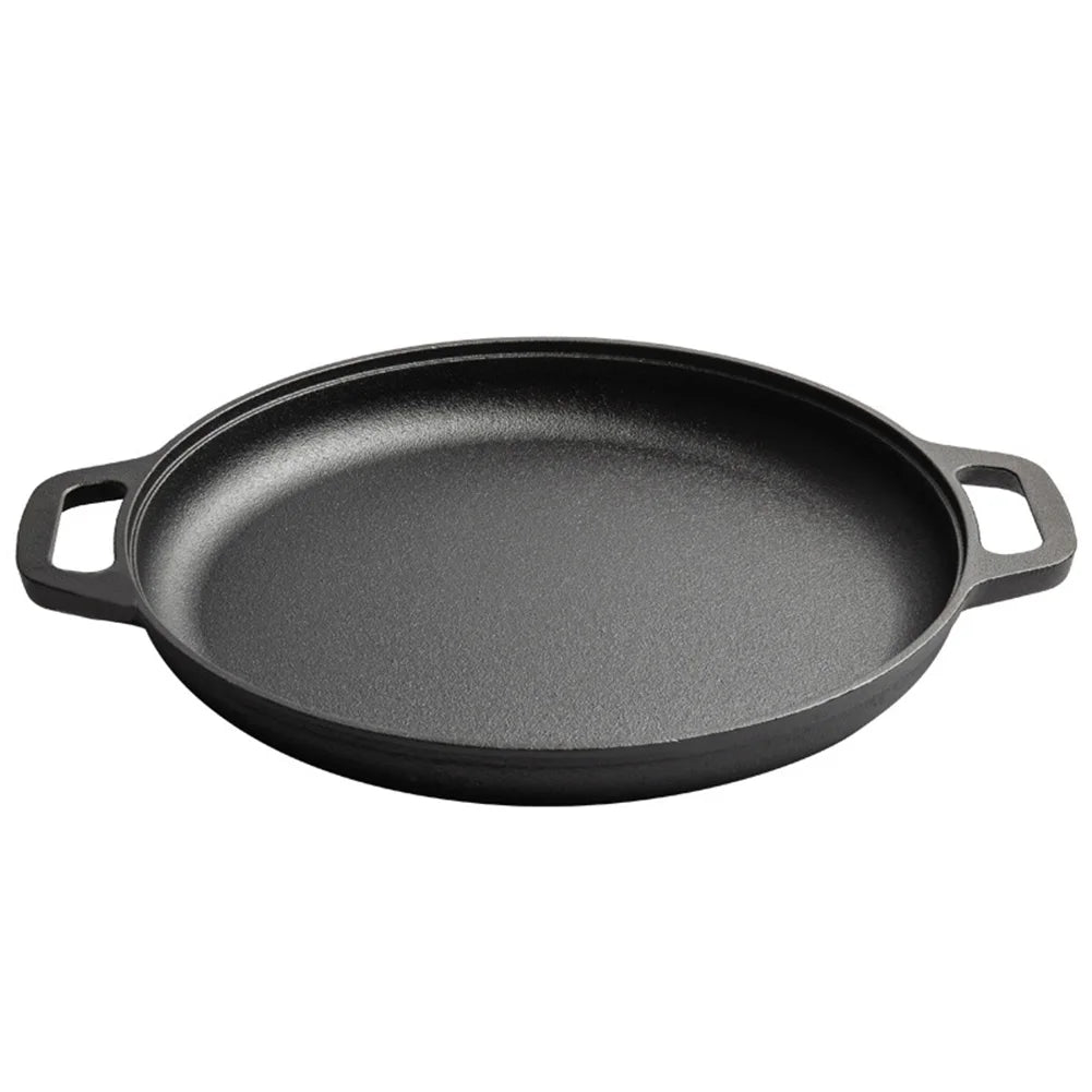 Cast Iron Frying Pan For Home Use Pizza Pancake Fry Pan Non-Stick Round Griddle For Crepes Camping BBQ Grill for Outdoor Cookwar