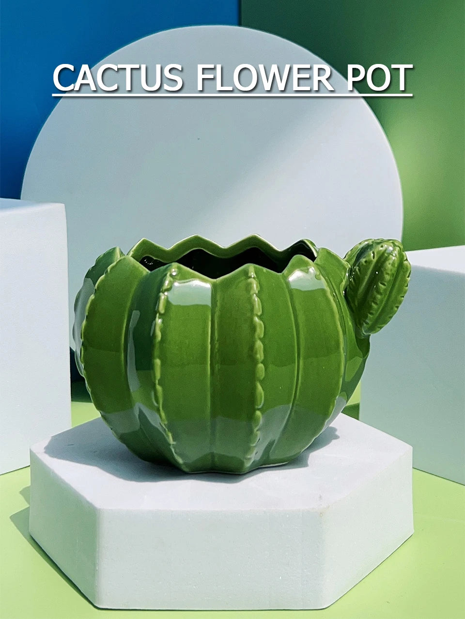 Creative Cactus Shaped Ceramic Succulent Flower Pot Garden Balcony Decorations Home Living Room Desktop Decoration Ornament