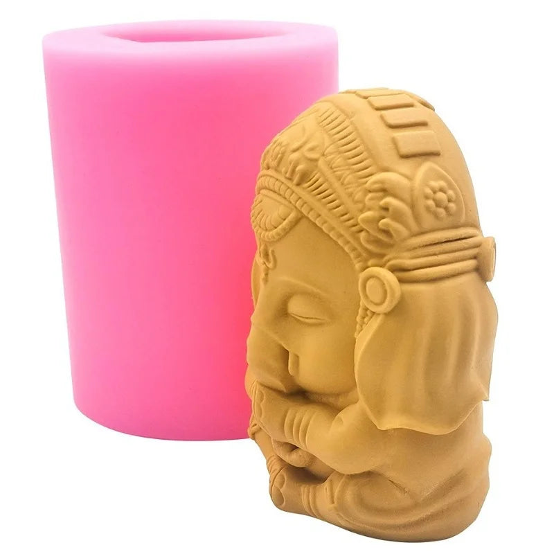 1 Pcs 3D Ganesh Soap Candle Mold Mould Ganesha Silicone Mold For Candle Decorating Resin Epoxy Crafts Gyspum Statue Molds