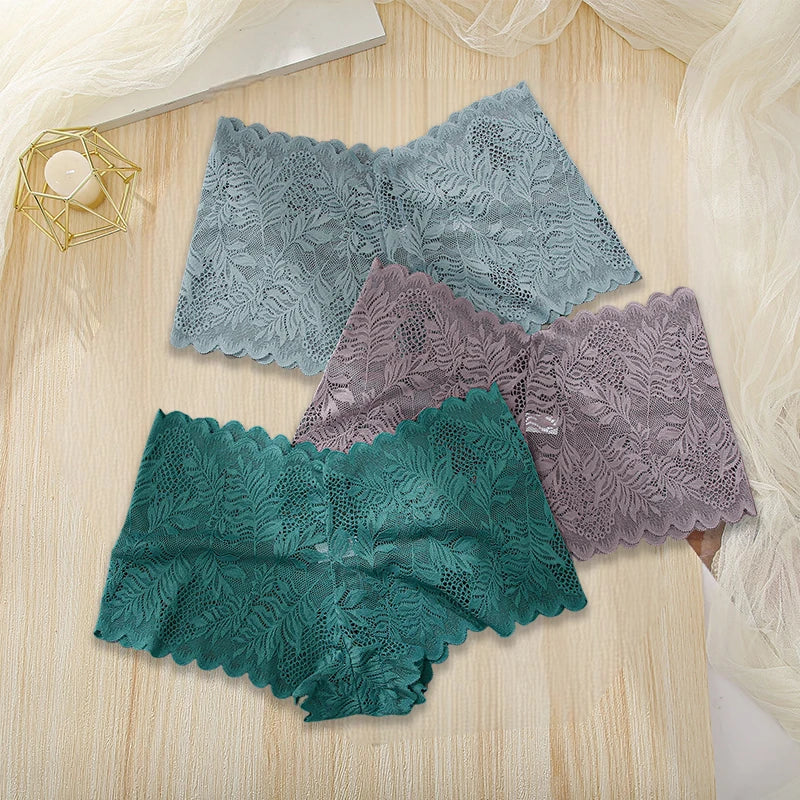 3pcs Women's Sexy Lace Bras for Women With Floral Edges seduction seamless briefs Exquisite Underwear  Comfort Underpants