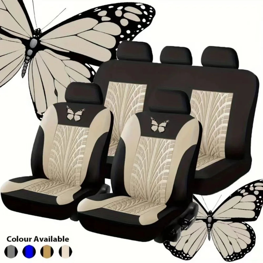 Butterfly Craft Car Seat Covers All-Season Universal Fit Special Embossed Fabric Cushions