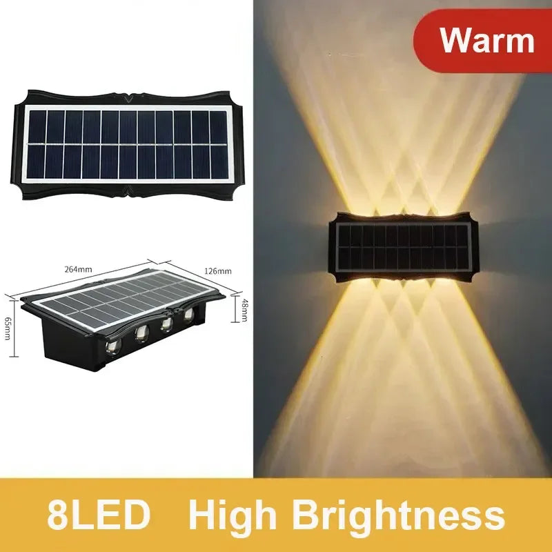 4/6/8LED Solar Wall Lamp Up and Down Luminous Lighting Outdoor Waterproof Decorative Light for Garden Balcony Yard Exterior Wall