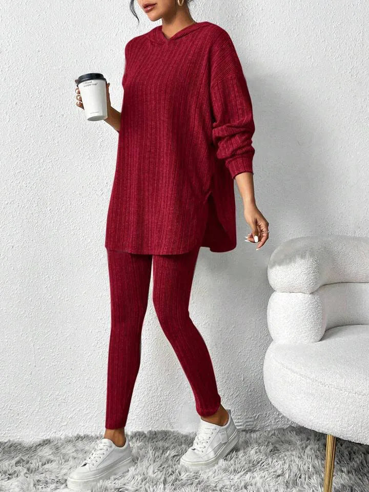 2025 Autumn and Winter European and American Women's Clothing Loose Hooded Long Sleeve Casual Trousers Thread Set