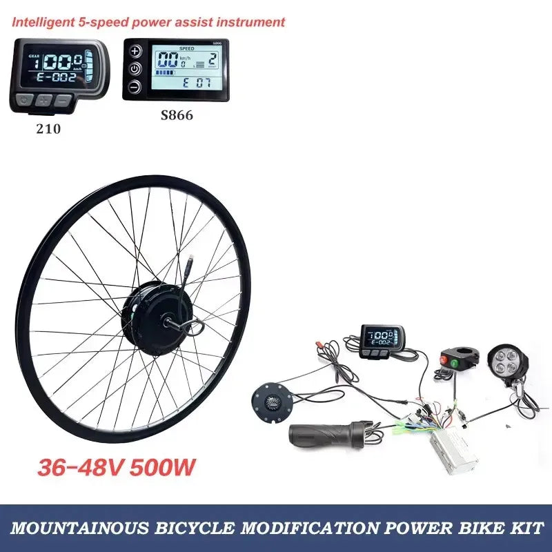 Electric Bike kit with ebike electric bicycle kit 20 26'' 27.5 700C 500W Front Rear Electric Wheel Hub Motor