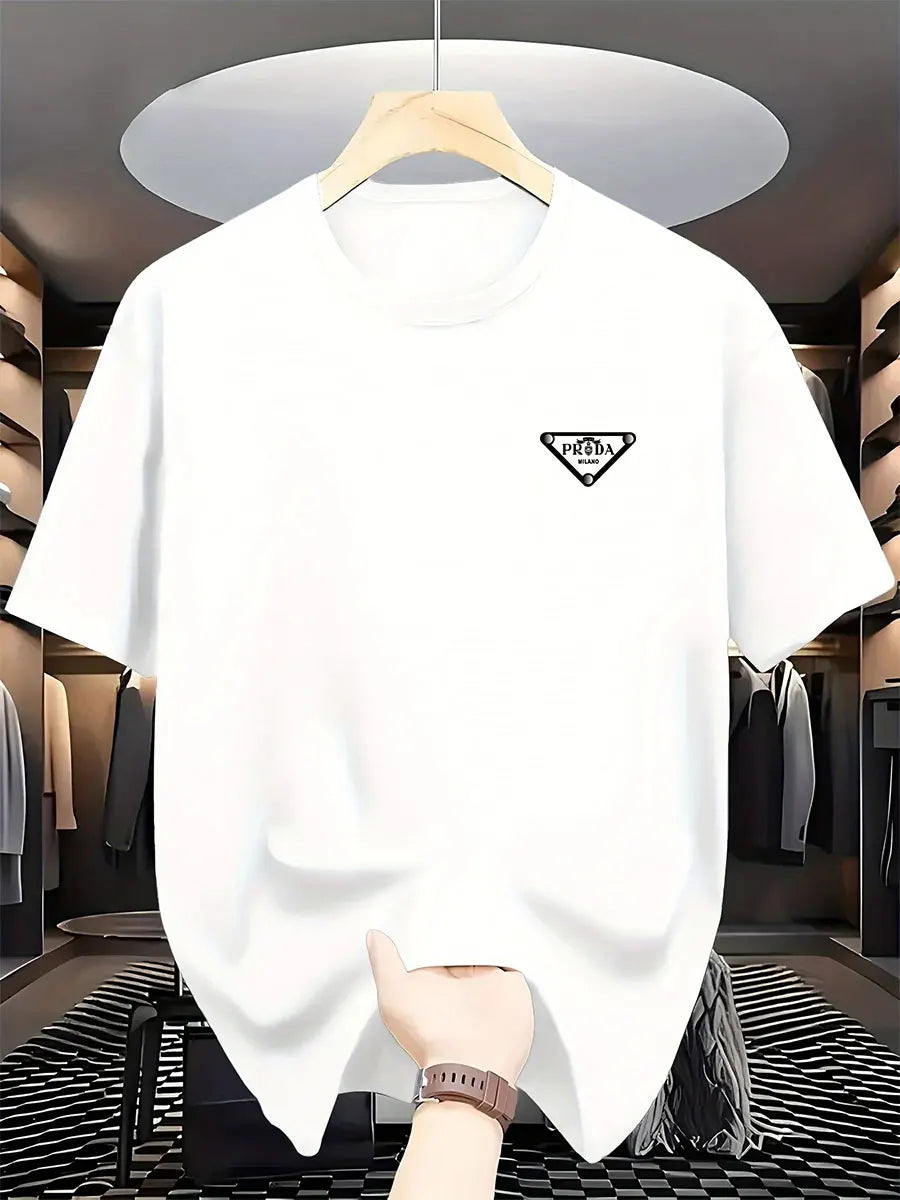 2026 New  men's Milan fashion trend international brand printed T-shirt, pure cotton round neck, casual urban luxury high-endY2K