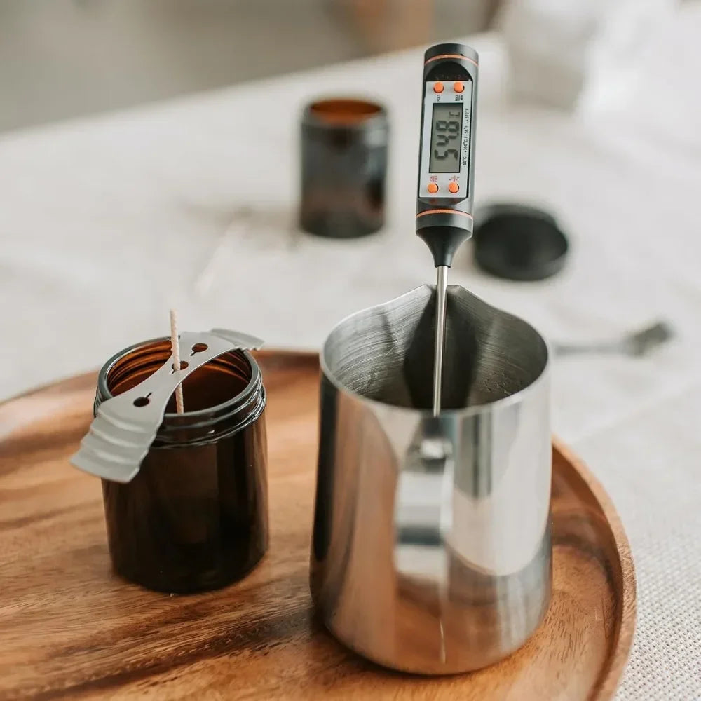 5Pcs 400ml/800ml Wax Melting Pot Candle Making Set 600ml Scale Measuring Cup Long Handle Split Charging Mixing Spoon Thermometer