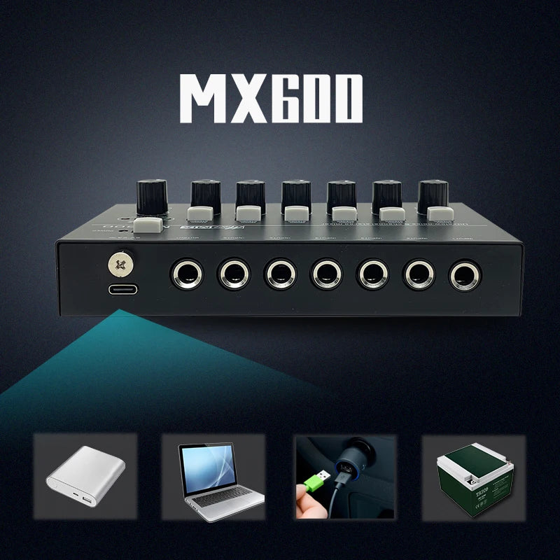 6-Channel Stereo Audio Mixer Mini Portable Professional USB Audio Mixer, Ultra-Low Noise Line Mixing For On-Site Recording ﻿