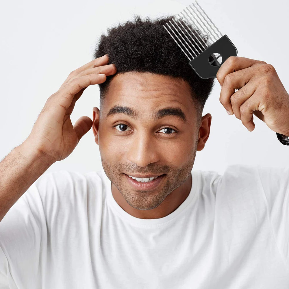 Black Metal African American Pick Comb Hair Combs Hair Comb for Hairdressing Styling Tool Salon Barber Shop