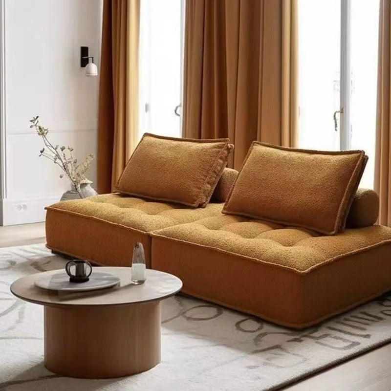 Compression Sofa High-end Light Luxury Living Room Boneless Sofa Small Apartment Three-seater Fabric Double Tofu Block Sofa