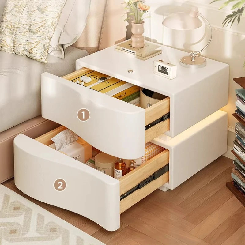 Decor Trendy Bedside Table Bedroom Luxury Organizer Wood Unique White Bedside Table Led Nordic Mesitas De Noche Home Furniture