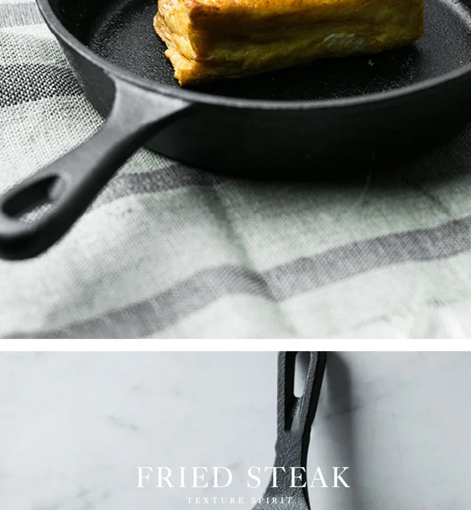 Cast Iron Frying Pan 14/16/20cm Non-stick Fried Steak Pot Egg Pancake Skillet for Gas Induction Cooker Universal Cookware