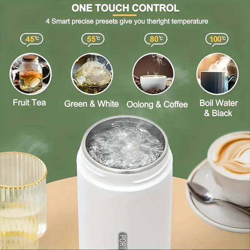 500ml Mini Kettle Electric Travel Kettle 4 Temperatures Portable Kettle Fast Heating Cup for Coffee and Tea