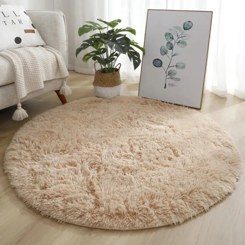 Anti-Slip Rugs Large Shaggy Rug 60/80/100cm Super Soft Round Mat Living Room Bedroom Carpet Multi Color Select For Home Decor