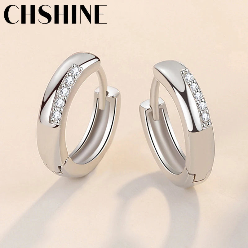 CHSHINE 925 Sterling Silver Summer Simple Zircon Earrings For Women Wedding Party Fashion Jewelry